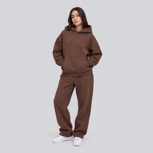 Conjunto Deportivo con Capucha Unisex de Alta Calidad OEM ODM, Color Marrón, Corte Holgado, Estilo Casual, Color Sólido, 100% Algodón, Ropa de Otoño - Product Image 3