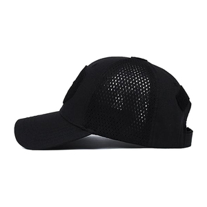 Black Mesh Baseball <b>Cap</b> With Punisher Embroidery Adjustable Unisex Sporty Hat For Outdoor Use Spring Summer 6-Panel Design - Product Image 2