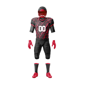 Ensemble d'uniformes de football américain personnalisés pour hommes, maillot noir et vert, short, casque, gants, chaussettes, 100% polyester, impression numérique, grande taille - Product Image 3