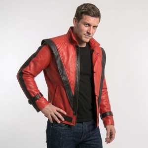Chaqueta de Cuero Retro Roja y Negra Premium para Hombre, Estilo Pop de los 80, Corte Ajustado, Chaqueta de Motero, Moda, Cosplay, Ropa Casual, Venta al Por Mayor Personalizada - Product Image 2
