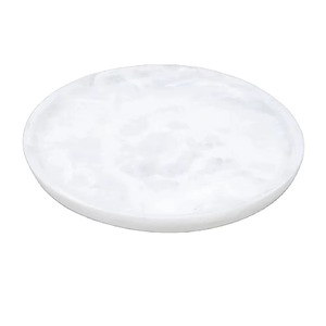 Base Redonda Blanca de Resina para Pastel, con Aspecto de Mármol, Soporte para Exhibición de Postres con Base de Pedestal - Product Image 3
