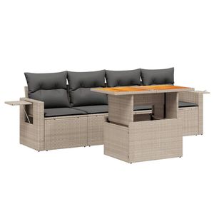 Grande Set di Divani da Giardino in Rattan PE Grigio, Arredamento da Patio con Modularezza Elegante - Product Image 2