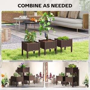 Fioriere Rialzate in Plastica Autoirriganti di Facile Montaggio con Fori di Drenaggio e Tappi per Vasi e Fioriere - Product Image 4