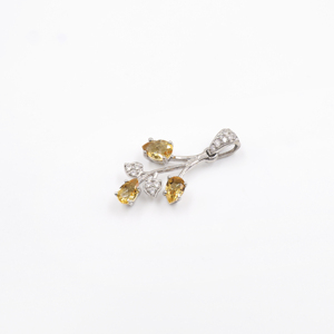 Women's 925 <b>Sterling</b> <b>Silver</b> Natural Citrine Pendant and <b>Earring</b> <b>Set</b> Rhodium Plated Engagement Wedding Gift Fine Jewelry - Product Image 3
