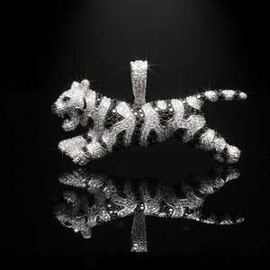 Iced Out Tiger Pendant Hip Hop Bling Silver Gold 10K 14K Jumping Tiger <b>Rapper</b> <b>Chain</b> Statement Animal Jewelry Luxury Piece - Product Image 3