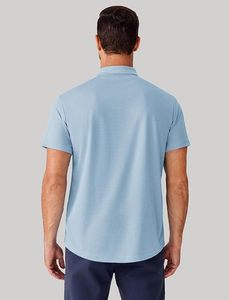 เสื้อโปโลผู้ชายสีฟ้าอ่อน แขนสั้น ผ้าปิเก้ สวมใส่สบาย ระบายอากาศได้ดี สีพื้น แห้งเร็ว ทรงปกติ ผ้าฝ้ายทอ - Product Image 3