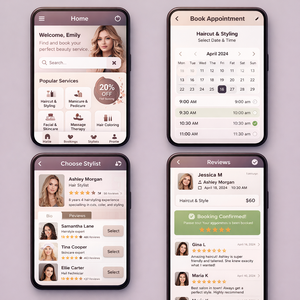 โซลูชันแอปจองร้านเสริมสวยขั้นสูงสำหรับ Android และ iOS พร้อมระบบจัดการนัดหมายและบันทึกข้อมูลลูกค้า - Product Image 1