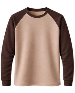 Camiseta de Manga Larga Raglán Personalizada para Hombre, Cuello Redondo, Algodón y Poliéster, Estilo Casual con Mangas en Contraste, Tipo Béisbol, Suministro OEM - Product Image 1