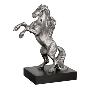 Figura moderna de caballo de aluminio fundido, escultura de gallo estilizada, arte animal metálico contemporáneo para decoración sofisticada - Product Image 1