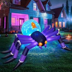 8FT ragno di Halloween decorazioni gonfiabili all'aperto 3-colorato fiamma rotazione LED colpo per festa prato giardino giardino decorazione - Product Image 1