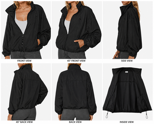 <b>Women's</b> Lightweight Oversized Zip-Up Windbreaker <b>Jacket</b> Oversized Zip Front Bomber <b>Jacket</b> for <b>Women</b> - Product Image 6