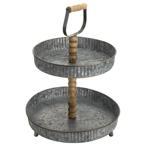 Support de service galvanisé à 3 niveaux, plateau rustique en métal à plusieurs étages pour gâteaux, desserts, apéritifs, cupcakes et décoration de maison style ferme - Product Image 6