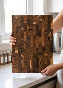 Tabla de Cortar Rectangular Grande, Gruesa, Natural, Sólida, de Alta Calidad, de Madera de Nogal y Acacia, Ecológica, Antideslizante, Apta para Lavavajillas - Product Image 2
