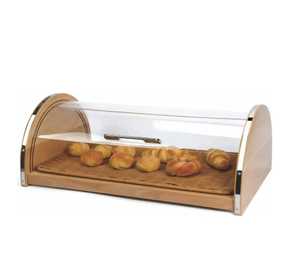 Boîte à pain en métal noir avec couvercle en bambou naturel - Bac de rangement moderne à ouverture frontale pour comptoir de cuisine, idéal pour les pains - Product Image 4