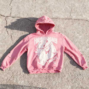 Sudadera con Capucha Personalizada de Algodón 100% de Alto Gramaje, Estilo Vintage, 500-600 GSM, con Efecto Desgastado, Bordada y Lavado Ácido - Product Image 2