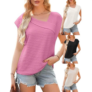 Camiseta Casual de Manga Corta para Mujer, Cuello Redondo, Logotipo Bordado en la Parte Delantera, 100% Algodón Canvas, Transpirable, de Secado Rápido y Ecológica - Product Image 1