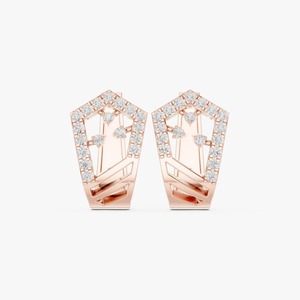 Pendientes de Oro Amarillo de 9K con Diamante Cultivado en Laboratorio de 0.55CT, Corte Brillante Redondo, Diseño de Escudo Geométrico, Joyería Fina al por Mayor - Product Image 5