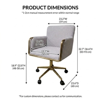Fauteuil de bureau et de loisirs personnalisé DM Factory, fauteuil de réception avec accoudoirs rembourrés, base pivotante réglable et roulettes pour hôtel