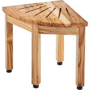 Banc de douche d'angle 100 % bois de teck, hauteur 12,4 po, rayon 11,5 po, capacité 300 lb, étagère de rangement, mobilier de salle de bain pour la maison ou la plage - Product Image 1