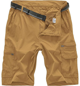 กางเกงขาสั้นลำลองผู้ชายสำหรับฤดูร้อน ผ้าเทอร์รี่ แห้งเร็ว กันยับ ปักลายชายผ่า เอวยางยืดสูง ระบายอากาศได้ดี ทรงหลวม - Product Image 1