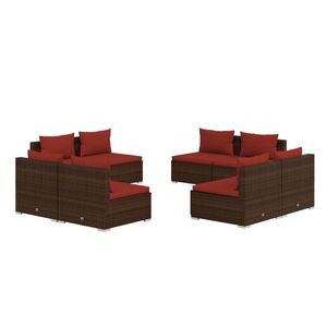 Ensemble de salon de jardin 8 pièces en rotin PE marron avec acier thermolaqué – Ensemble élégant de 8 pièces - Product Image 2