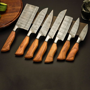 Ensemble de couteaux de cuisine en acier Damas, collection complète d'outils de cuisine pour hacher, trancher, couper en dés, préparer les légumes, la viande, les fruits - Product Image 1