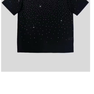 Camiseta de Hombre con Estampado de Diamantes de Imitación y Puntos, 100% Algodón Pesado, Oversize, Manga Corta, Cuello Redondo, Transpirable, Estilo Urbano - Product Image 1