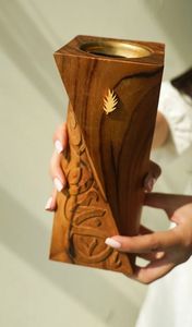 Luxury Wooden Mabkhara for Home Fragrance With <b>Silver</b> Inlay Floral Design Chinese Style Aromatic Use All-Season Incense <b>Burner</b> - Product Image 3