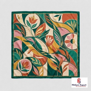 Foulard carré imprimé sur mesure effet soie, doux et léger, fabricant OEM ODM, produits textiles personnalisés Gotland, vente en gros - Product Image 3
