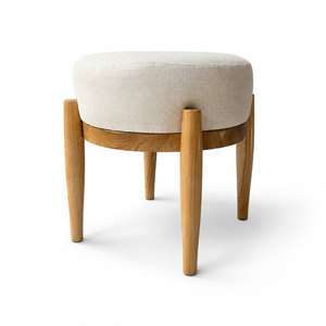 Modern Solid Wood Upholstered Ottoman <b>Stool</b> Natural Wood Legs Fabric Seat Accent <b>Stool</b> for Living Room <b>Bedroom</b> Hotel Furniture - Product Image 1