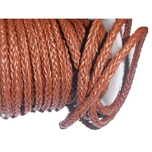 Cordón de cuero trenzado Vintage verde antiguo de 4mm, redondo de 8 capas para joyería y diseño de prendas para bolsos - Product Image 2