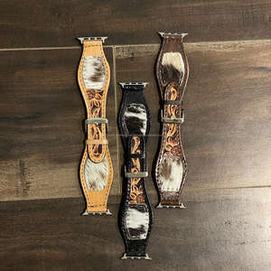 Correas de reloj de cuero de vaca genuino con herramientas florales compatibilidad con acentos de pelo para un estilo occidental audaz - Product Image 4