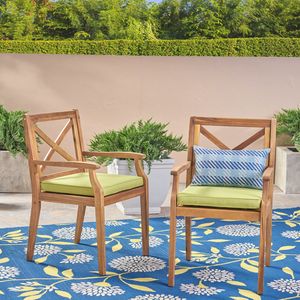 Set di 2 Sedie da Giardino PERLA con Cuscini Verdi per Cortile e Bordo Piscina - Product Image 3