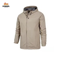 Herren Demi-Season Softshell Winterjacke mit Stehkragen, Wasserdichter Kapuze und PU-Reißverschluss, Geeignet für Regentage und Arbeit