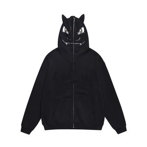 Sweat-shirt à capuche zippé intégral classique et confortable en mélange de coton, idéal pour la superposition au quotidien ou les activités de plein air - Product Image 1