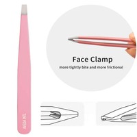 Ensemble de 4 pinces à épiler ESD personnalisées en acier inoxydable pour cils et sourcils, à pointe inclinée, de précision, avec étui portable, pour la beauté