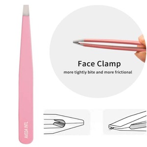 Juego de 4 Pinzas de Acero Inoxidable Personalizadas para Cejas y Pestañas, con Punta Inclinada, Precisión, Estuche Portátil, Belleza - Product Image 3