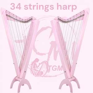Arpa de Palanca de 36 Cuerdas de Gran Tamaño con Estuche y Llave de Afinación, Elegante Diseño Floral de Estilo Vintage, Instrumentos Musicales Hechos a Mano - Product Image 1