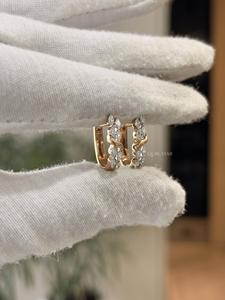 0.44 CTW Marquise Lab Grown Diamond Twist Huggie Hoop Earrings in 3.5g VS EF Solid Gold Anniversary <b>Gift</b> for Her - Product Image 3