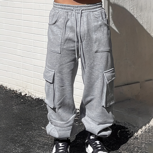 Pantalones de algodón de corte recto para hombre Nesta Sports, pantalones largos deportivos informales de cintura media con cordón y bolsillos - Product Image 2