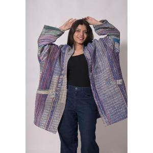 Chaqueta Gudri de Algodón Vintage, Kimono Acolchado Kantha Hecho a Mano, Estilo Boho, Transpirable, Ecológico, Talla Única, Abrigo Indio para Invierno - Product Image 2