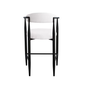 Set di 2 Sgabelli da Bar Moderni in Bouclé, Sedie Alte Vintage con Struttura/Schienale/Braccioli in Metallo, Sgabelli Imbottiti Moderni per Bancone - Product Image 4