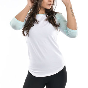 Nueva Camiseta Deportiva de Punto para Mujer, 100% Algodón, Diseño de Mangas Raglán, Corte Largo y Ajustado, Tejido Transpirable y Elástico - Product Image 5