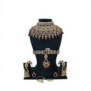 Conjunto de Joyería Semi-Nupcial Chapado en Oro con Piedras Austriacas para Mujer, Colección Elegante de Lujo para Bodas y Ocasiones Festivas y Especiales - Product Image 1