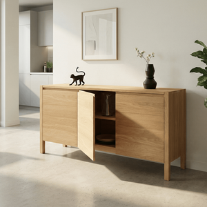 Commode convertible Sienna en bois de teck massif, design minimaliste et écologique, pour salon de style farmhouse - Product Image 3