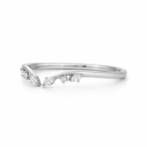 Anillo de Diamante de Laboratorio Marquise Redondo, Plata de Ley 925, Oro Sólido de 14K/18K, Anillo Ajustable con Diamante, Anillo de Compromiso Curvo Minimalista - Product Image 4