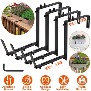 Supporti Regolabili per Fioriere da Finestra (4 Pezzi) Senza Foratura, Ganci e Staffe per Montaggio su Ringhiera per Fioriere e Vasi da Finestra - Product Image 1