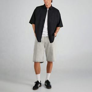 Pantalones Cortos de Mezclilla para Hombre, Lavado Claro, Pierna Recta, Cintura Media, Casuales, para Verano, Tejido de Algodón, con Bolsillos - Product Image 3