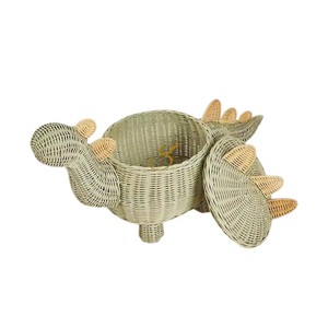 Cesta de Almacenamiento de Mimbre con Forma de Dinosaurio, Organizador Hecho a Mano de Ratán Natural para Habitación Infantil, Guardería y Hogar - Product Image 3