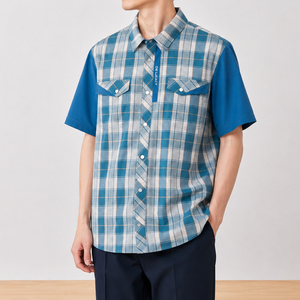 Chemise pour homme à carreaux avec tissu respirant et absorbant la transpiration - Product Image 3